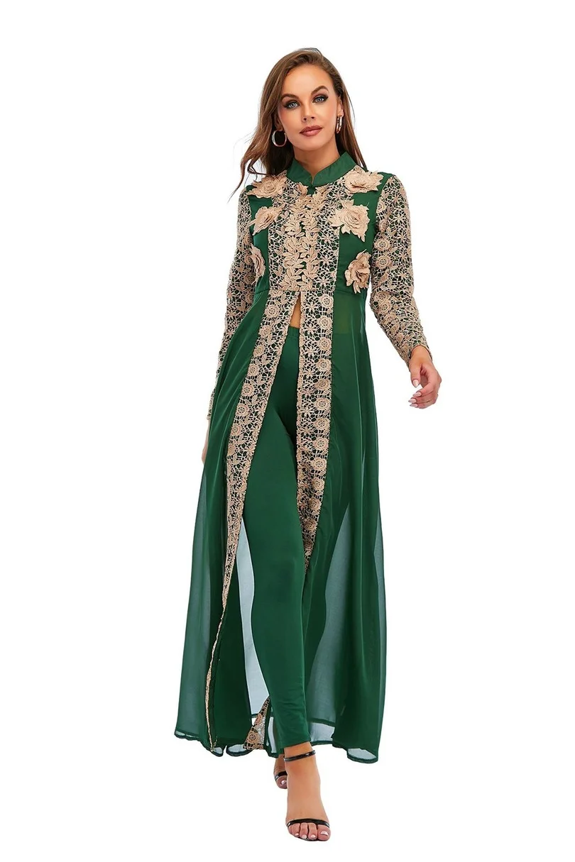 Imagem -04 - Abaya Dubai Muslim Define Vestido Kaftan Turco Islâmico Roupas Abayas Africano Vestidos para Mulher Robe Conjunto Femme Mussulmane