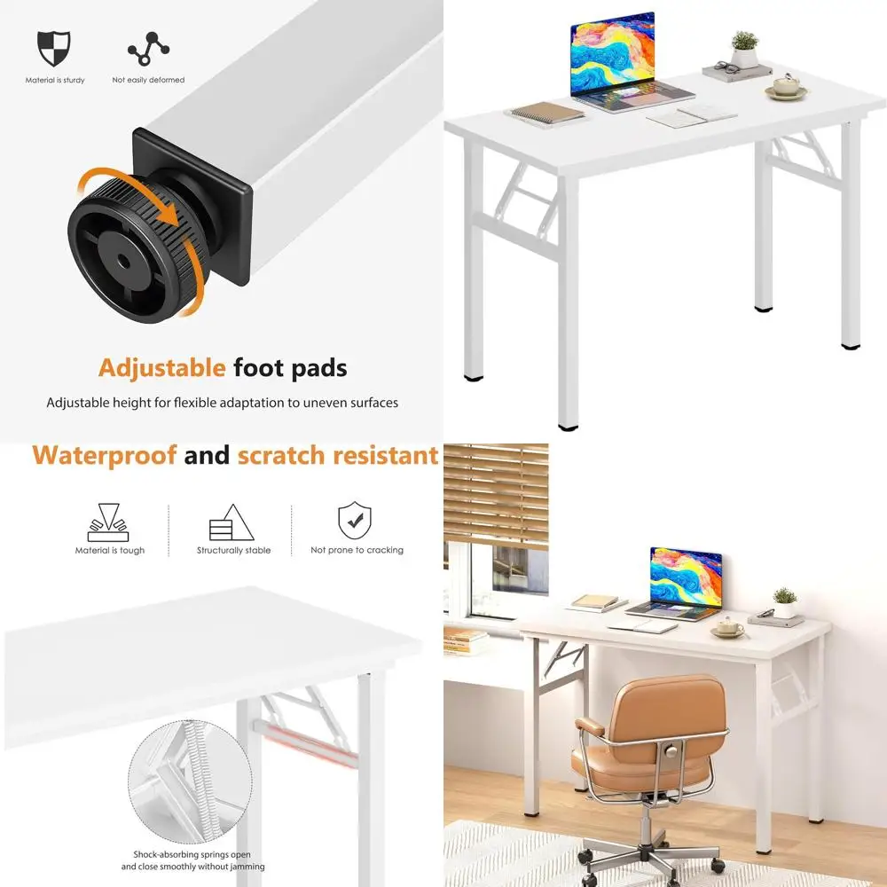 

Компактный складной стол 31,5 дюйма - белый, компактный компьютерный стол для домашнего офиса, простая сборка, письменный стол для небольших помещений