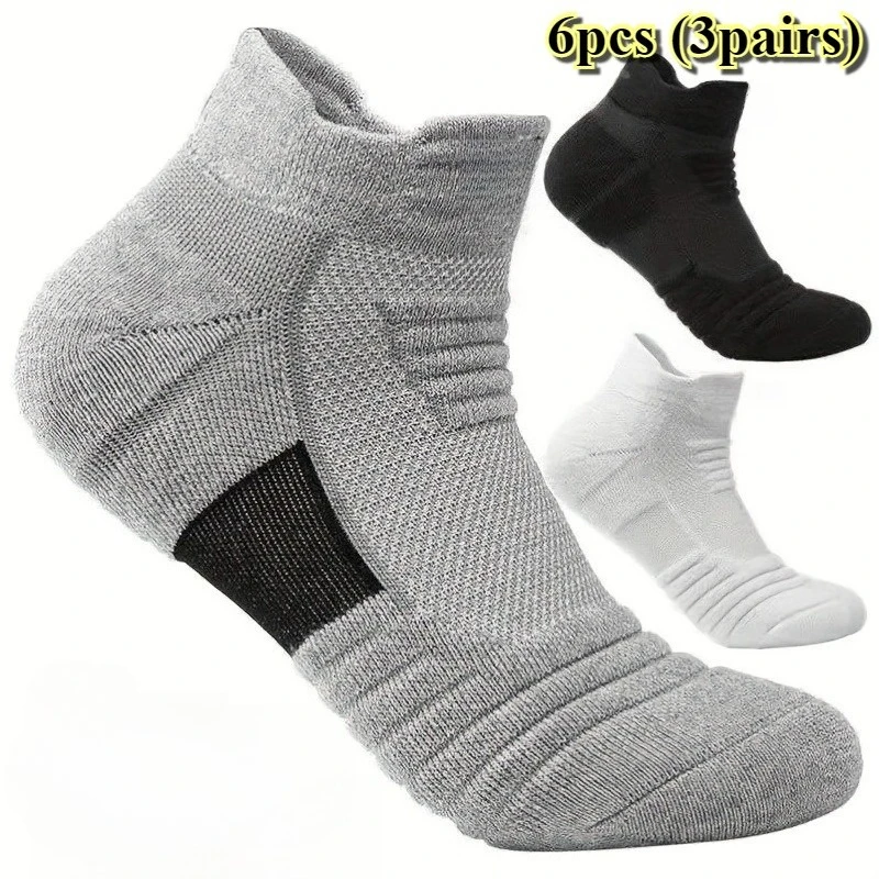 6 piezas (3 pares) de calcetines unisex para primavera y otoño | Suave y agradable al tacto, absorbe el sudor y es transpirable, diseño sencillo de color liso.