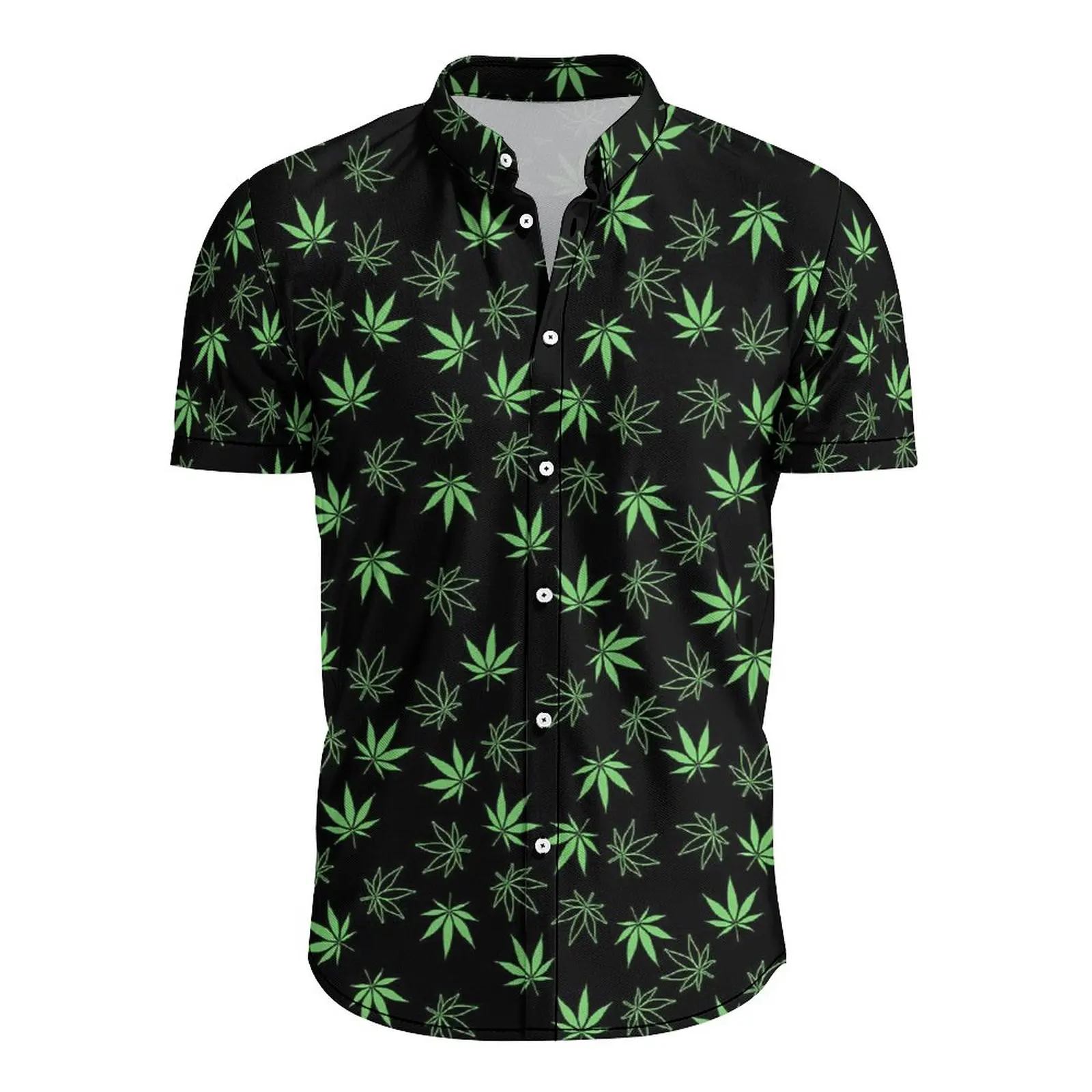 

Oversized Hot Summer Beach Colorful Grass Leaves Print Casual Short Sleeve Cuban Collar Comfort Shirts For Men Hawaii Shirt Tops