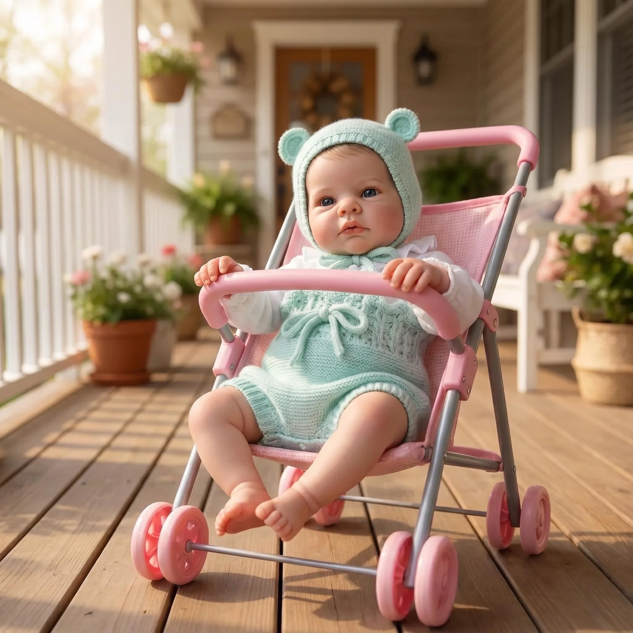 NPK 19inch Lifelike Reborn Doll LouLou Awake with Detailed Painting Soft Touch Cloth Body Hand Drawn Hair Realistic Doll