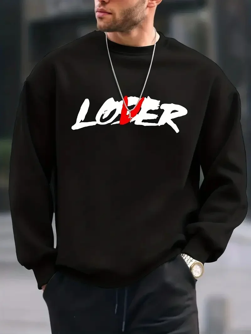 Men Funny Lover Loser Print Cool Hooded Trendy Sweatshirt Designer Faith Fleece Hoodies for Male Warm Casual Pullover Clothing