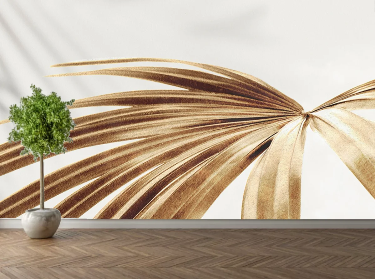 

Custom Photo Mural Wallpaper Modern Minimalist Abstract yellow Banana Leaf Wall Painting Bedroom Living Room Wall Covering Decor