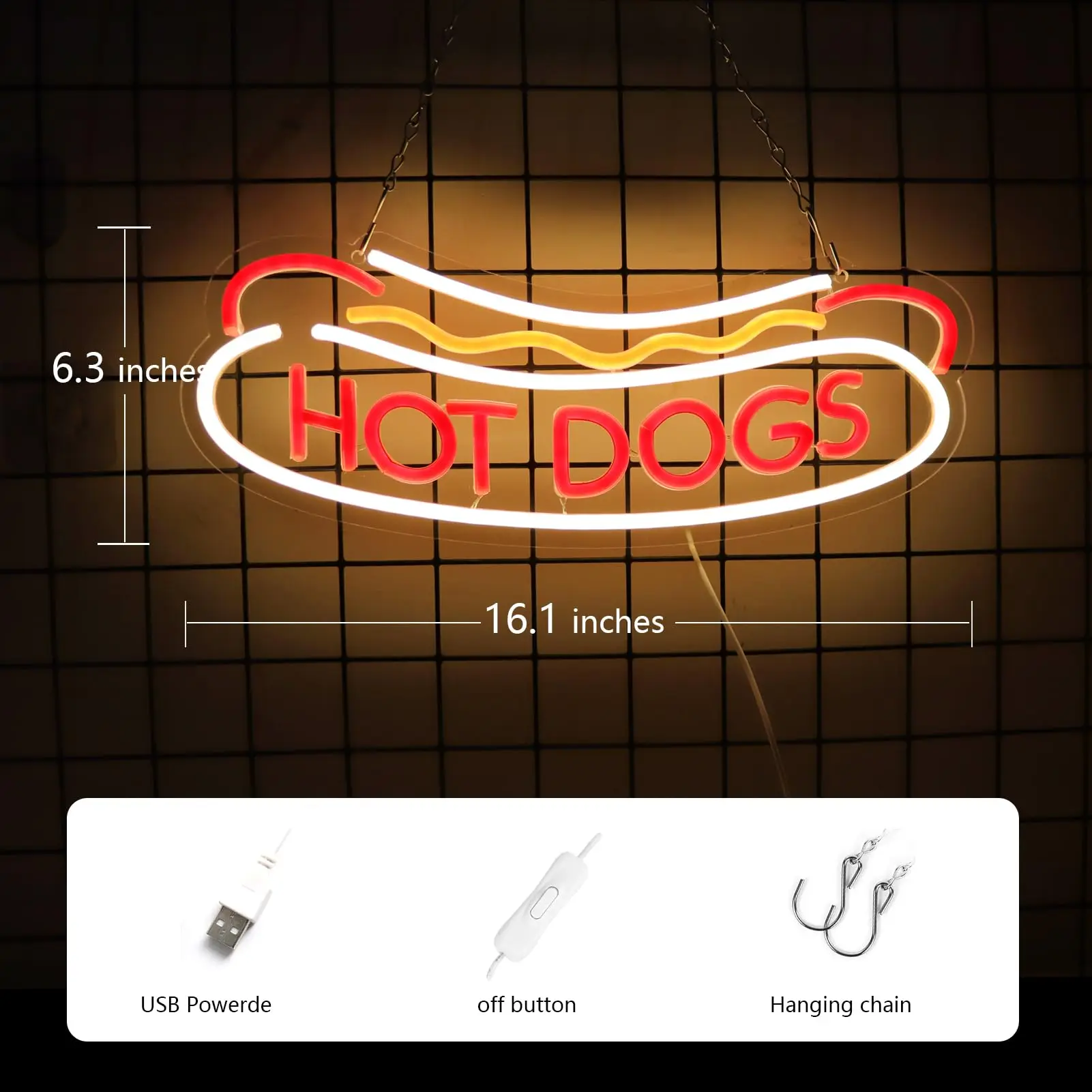 HOT DOGS Neon Signs Wall Decor Neon Lights for Shop Led Business Signs for Fast Food shops Party Gift Led Wall Decorative Lights