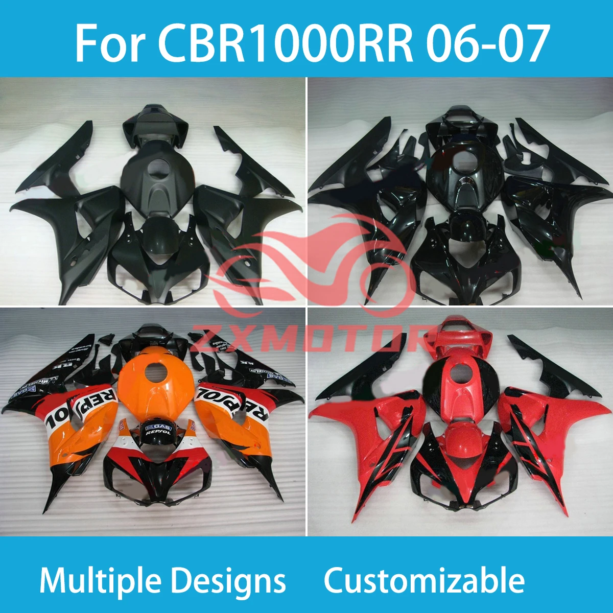 

CBR 1000RR 2006 2007 Литой под давлением комплект обтекателей для HONDA CBR1000RR 06 07, обтекатели для мотоциклов, пластик для грязевого велосипеда