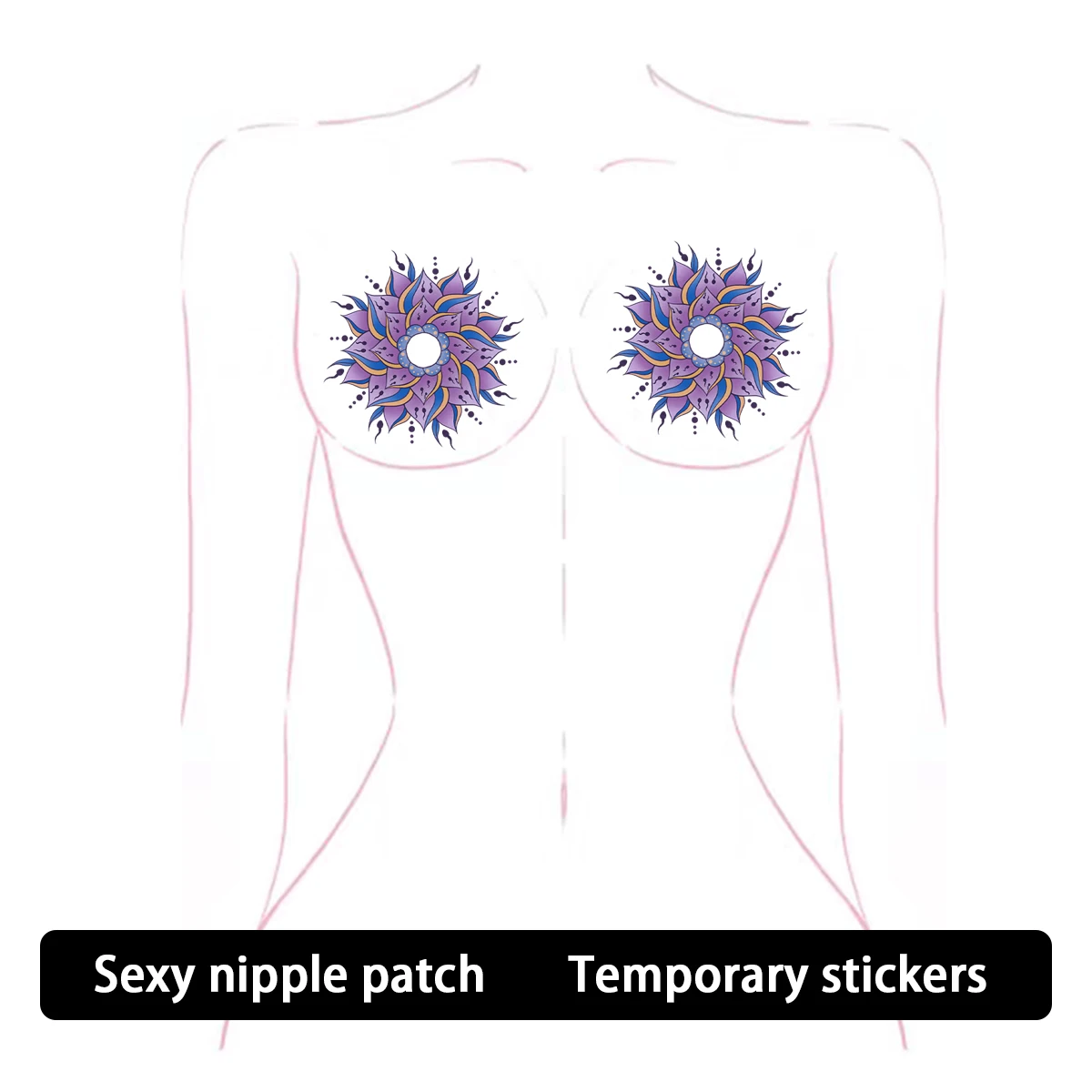 Autocollant temporaire de poitrine à motif de fleur Sexy, imperméable et résistant à la sueur, autocollant de poitrine coloré, tatouage, nouveau style tendance