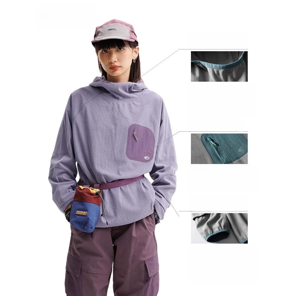 سترة رياضية خارجية خفيفة الوزن وسريعة الجفاف بغطاء للرأس من الصوف بتصميم للجنسين مع خيارات متعددة الألوان للتخييم في الهواء الطلق #6