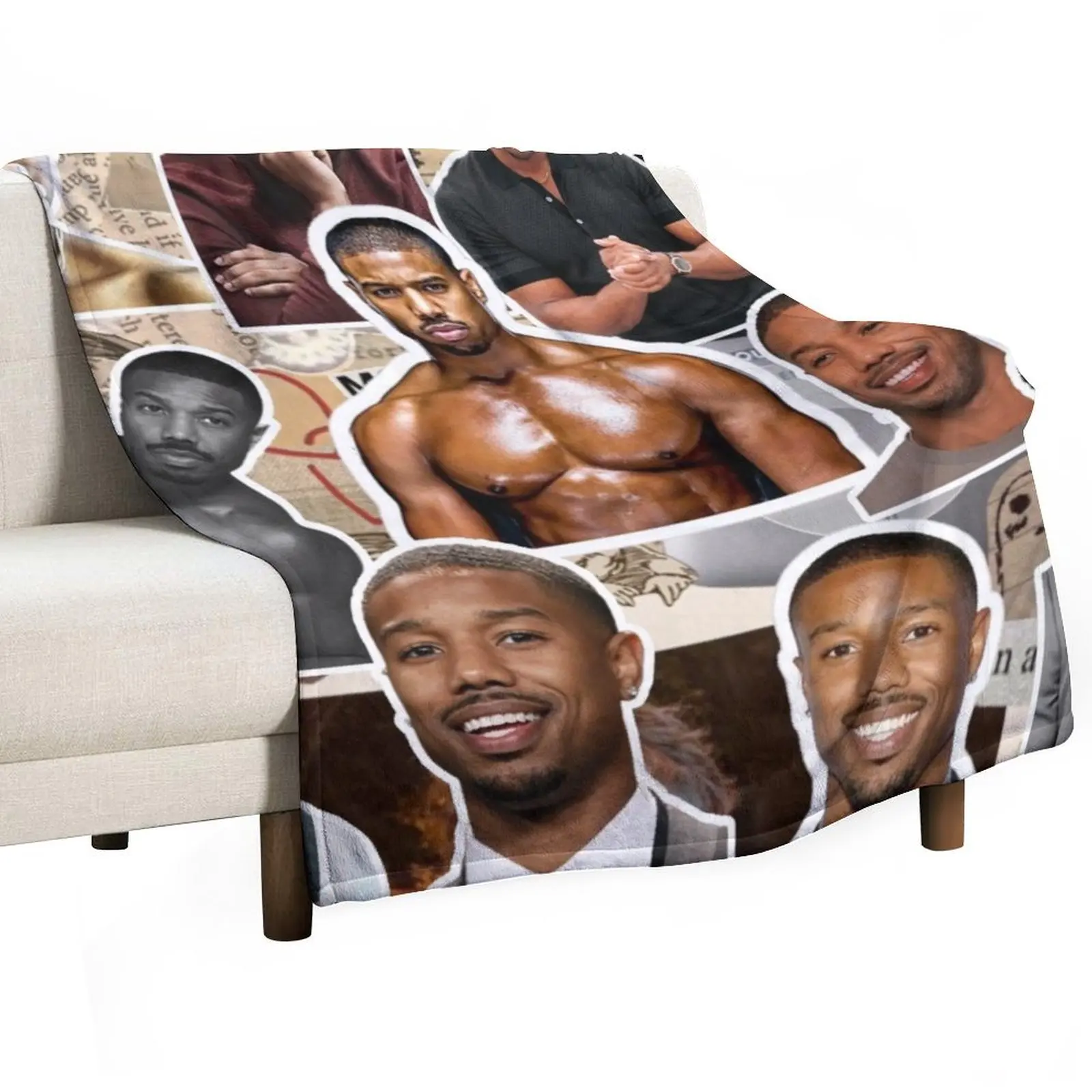 michael b jordan photo collage Throw Blanket Decorative Throw Furry Summer Beddings Luxury Designer Blankets