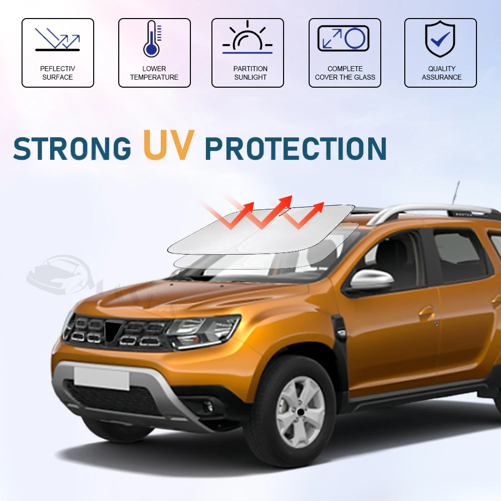 Windshield Sun Shade For Dacia Duster 2010-2021 2022 2023 2024 Car Sunshade Cover Foldable Sun Visor Protector Blocks UV Rays