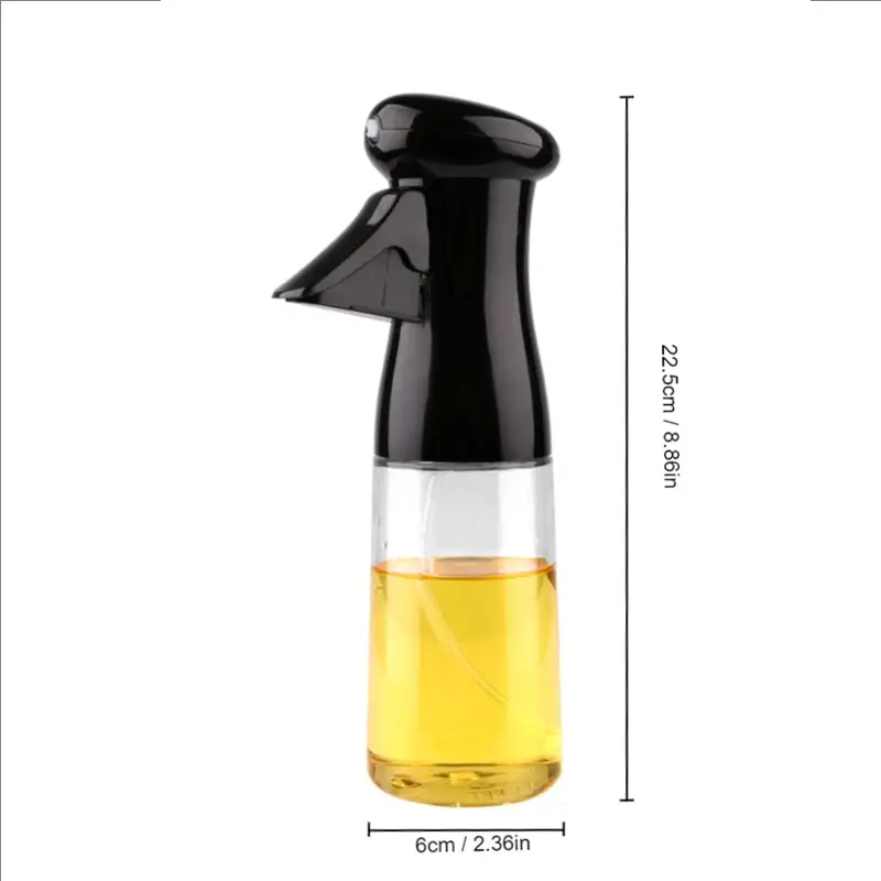 Botol semprot minyak goreng dapur Hitam 1 buah, semprotan pneumatik 200ml, Dispenser minyak semprot kebugaran barbekyu