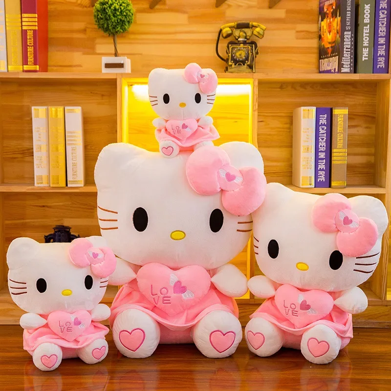 

Sanrio Hello Kitty 60Cm Plush Kawaii Heart Cats Plush Dolls Stuffed Animal Toy Super Cute Pink Kitten Pillow Gifts For Kids