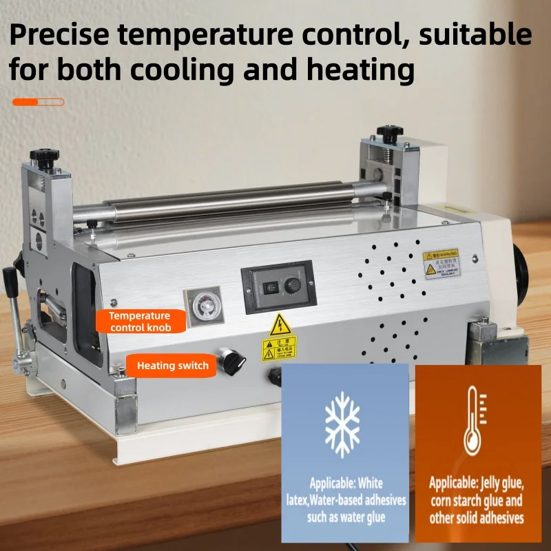 Stainless Steel Glue Coating Machine Hot Cold Dual Use Adjustable Gluing Thickness for Cardboard Paper Gift Box Album Binding view 3