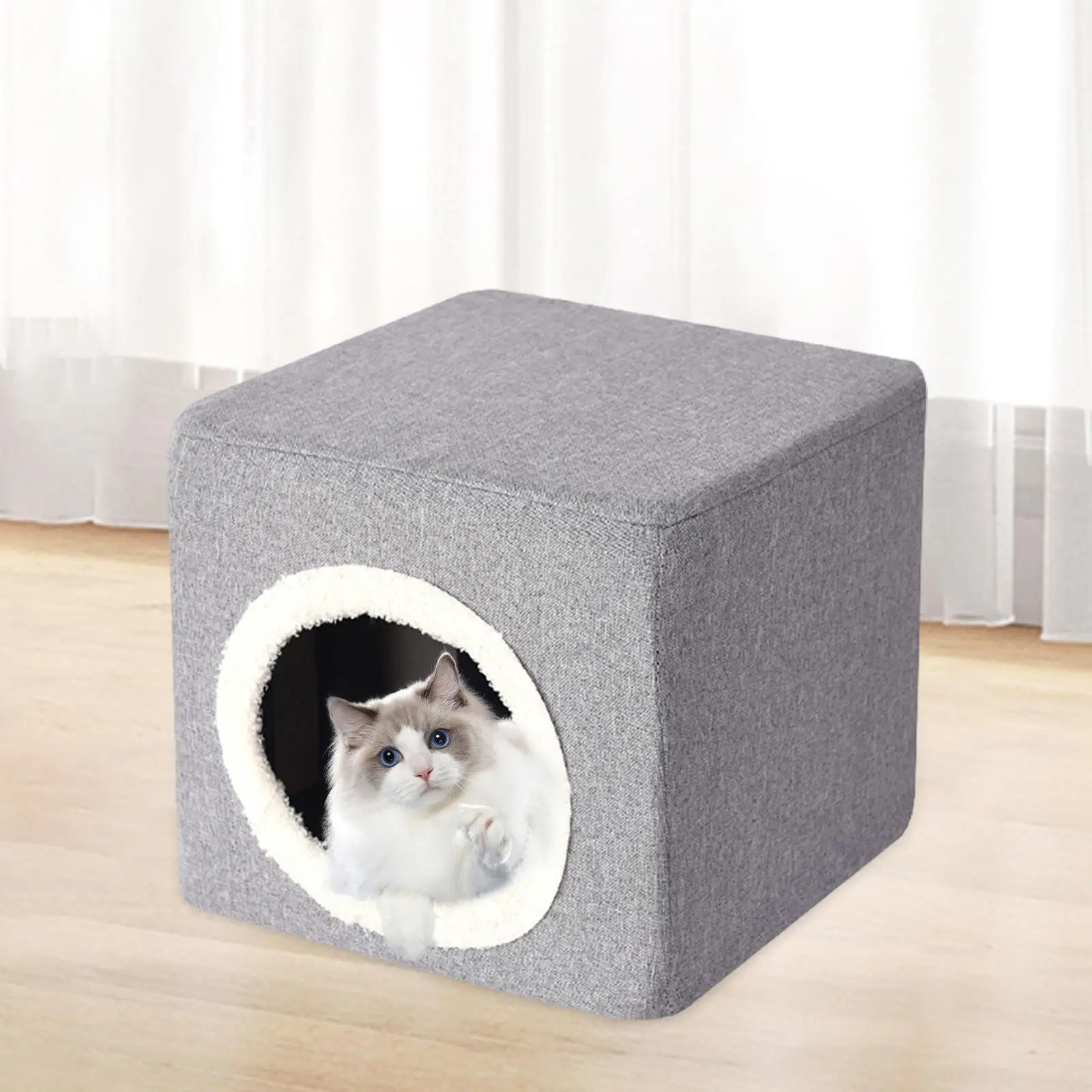 Cat House Cat Bed for Indoor Cats Cat Hideaway Furniture Sturdy Kitty Cube Pet Condo for Pet Supplies Kitty Resting Sleeping