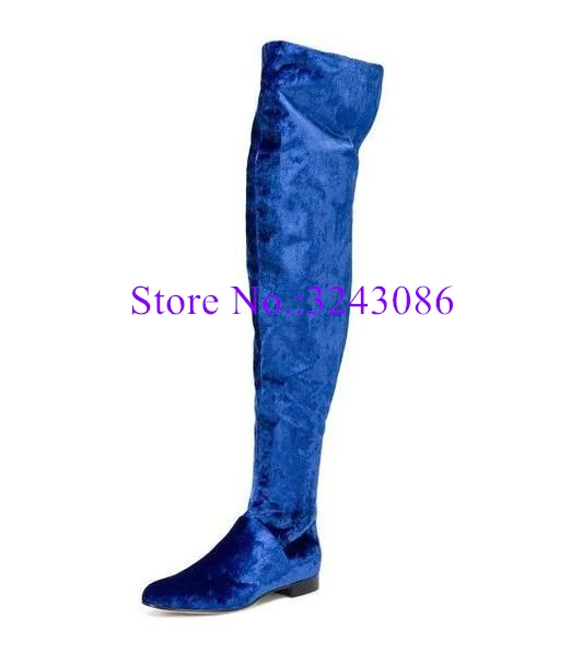 New Velvet Beige Color Woman Flat Long Boots Fashion Round Toe Comfortable Casual Over the Knee Boots Sexy Lady Shoes Dropship