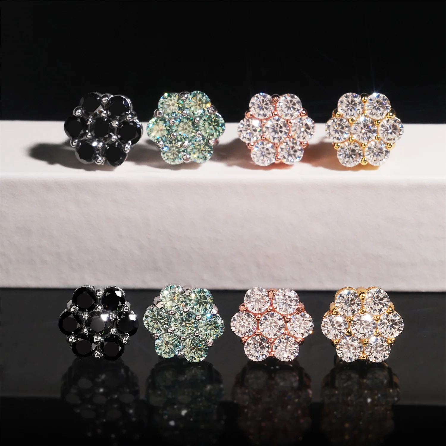 925 Silver Multi-Color Moissan - Cluster Stud Ear recension och pris