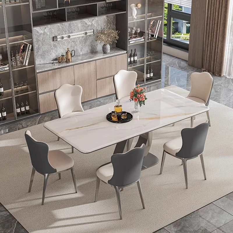 White Minimalist Dining Table Modern Breakfast Hospitality Kitchen Dining Table Chairs Elegant Mesa De Jantar Home Furniture