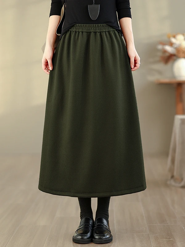 

Винтажная юбка-миди большого размера, женская юбка-миди с высокой талией и эластичной резинкой на талии, утягивающая бедра, повседневная длинная све, зимняя мода