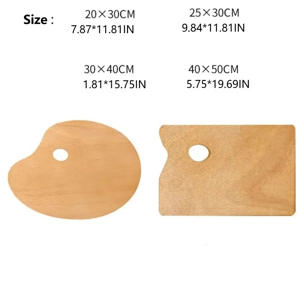 Practical Painting Color Oil Paint Palette Oval/Square Wood Artist Paint Tray Thumb Holder 4 Size Color Mixing Board Study Tool