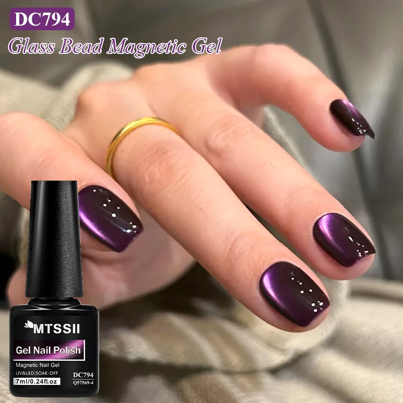 MTSSII 7ml 유리 구슬 고양이 마그네틱 젤 매니큐어 손톱 크리스탈 반투명 네일 아트 젤 광택 네일 용품