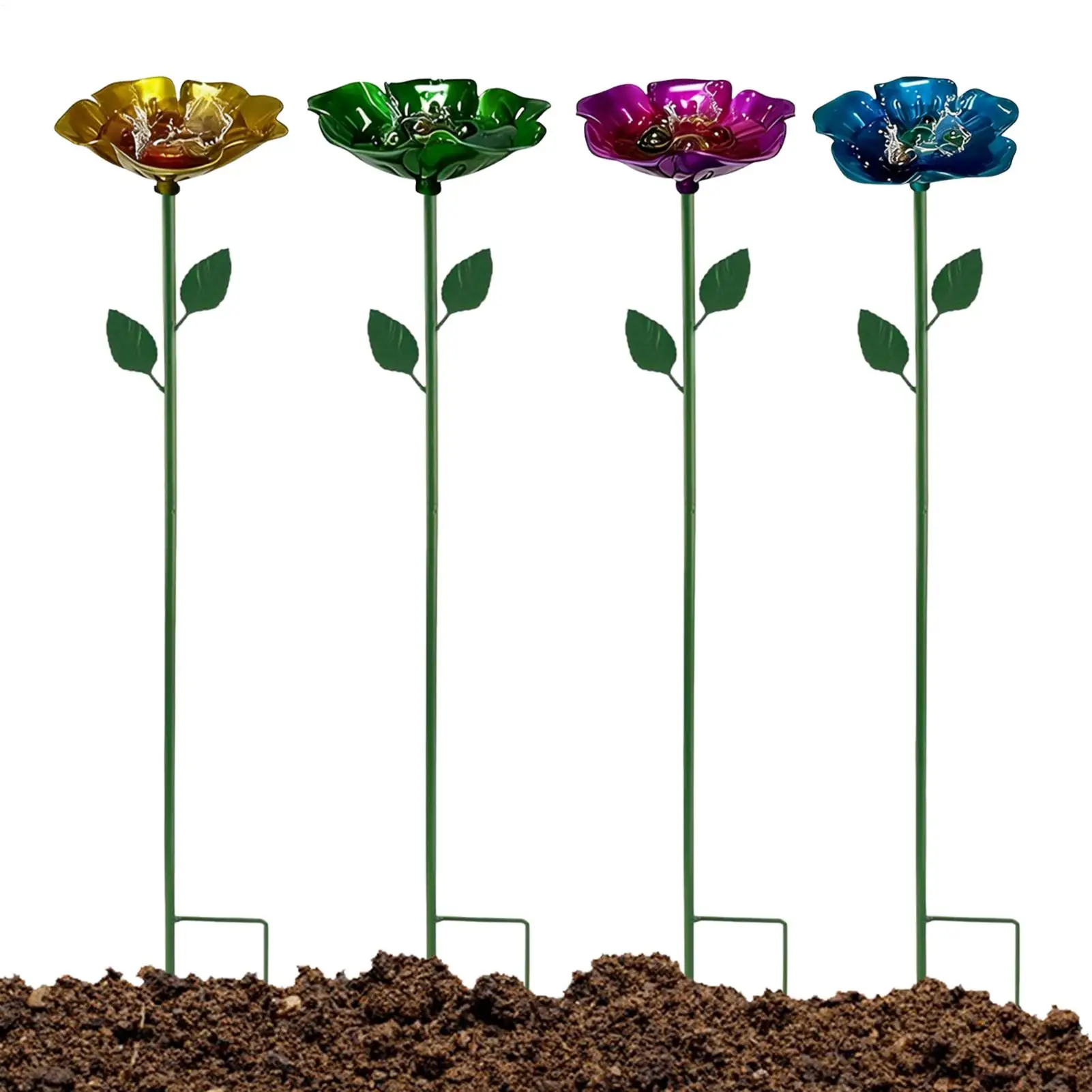 Butterfly Feeder Metal Flower Waterer 4-Piece Bee Water Feeder for Outdoor for Pathway Backyard Farm Patio Lawn Driveway Balcony