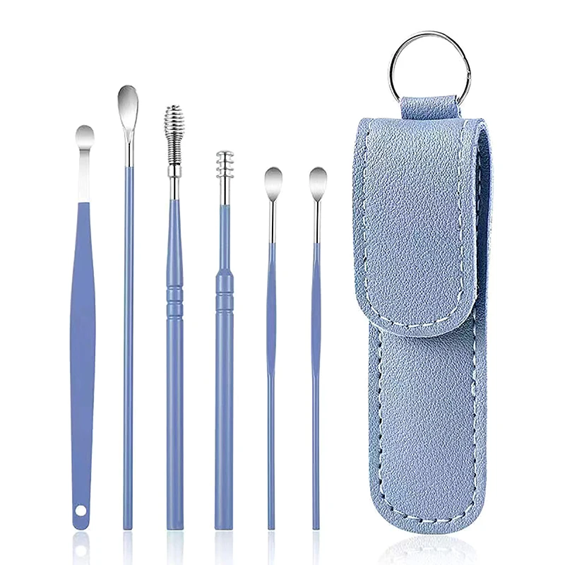 Kit de limpiador de oídos de 6 piezas, palitos de extracción de cera para los oídos, limpiador de oídos, cuchara, Accesorios de belleza, herramientas