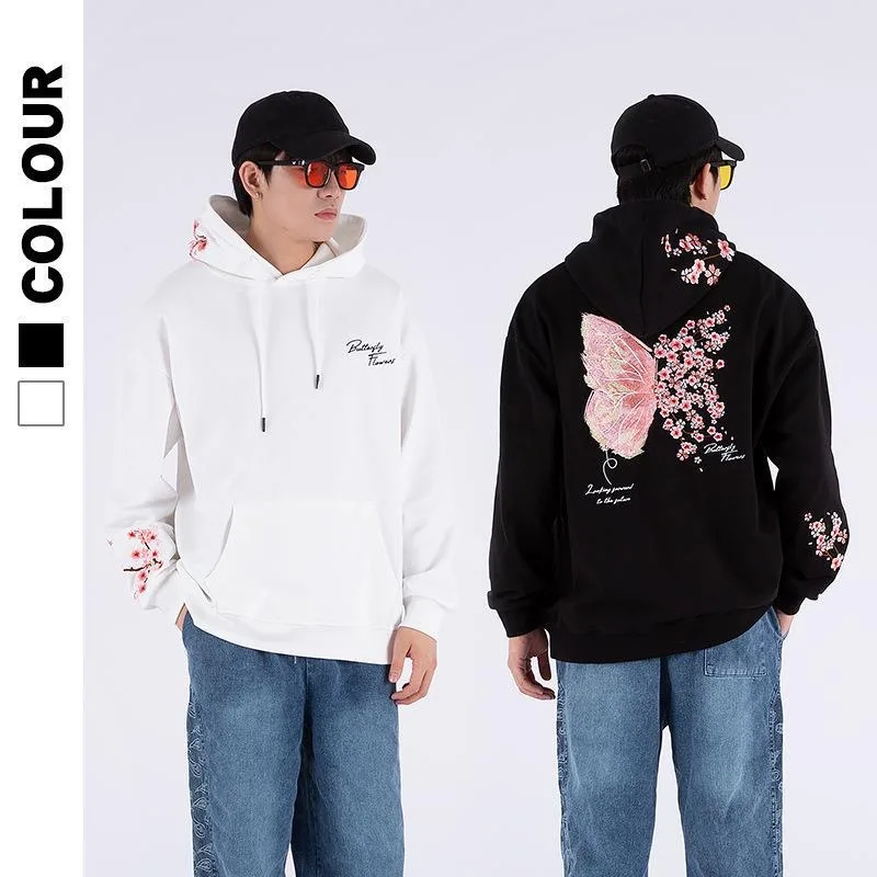 2024 Autumn/Winter Plum Blossom Printed Hoodie Chinese Fashion Couple Plush Loose Sports Long Sleeve Men's Large 4XL Loose Hoodi