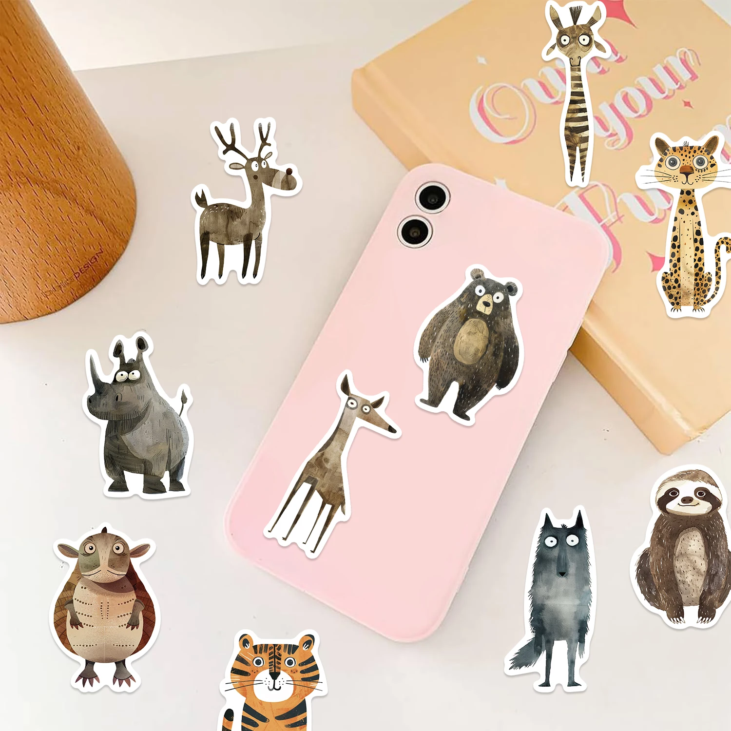 50 pezzi di animali strani dipinti ad acquerello adesivi cartoni animati creativi divertenti decorazione notebook chitarra tigre riccio squalo adesivo