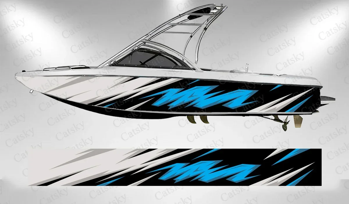 Abstract Irregular Mixed Color Lines Geometry Boat Wrap Sticker Vinyl Boat for Pontoon Deck Boat Fishing Platform Decal Sticker