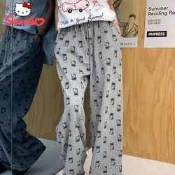 Sanrio Hello Kitty Woman Pants High Waisted Streetwear Y2k Casual  Loose Wide Legged Pants Cartoon Girl Women Clothes Long Pants