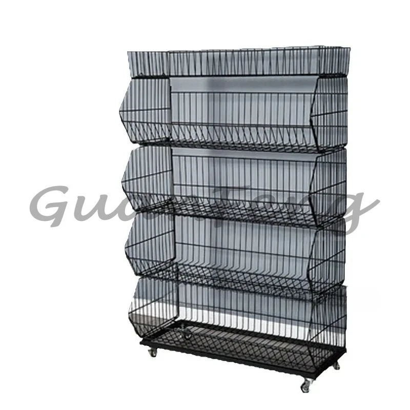 Supermarket shelf mobile snack diagonal basket display rack