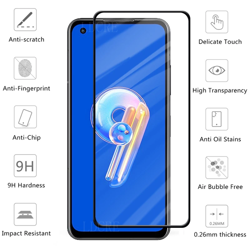 4-in-1 For Asus Zenfone 9 Glass For Asus Zenfone 9 Tempered Glass Full Cover HD Screen Protector For Asus Zenfone 9 Lens Glass