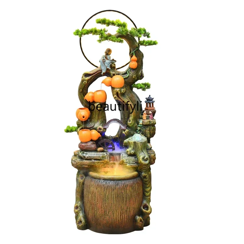 

cqyNew Chinese root carving rockery Zen fountain water landscape decoration to attract wealth, flowing water to make money ornam