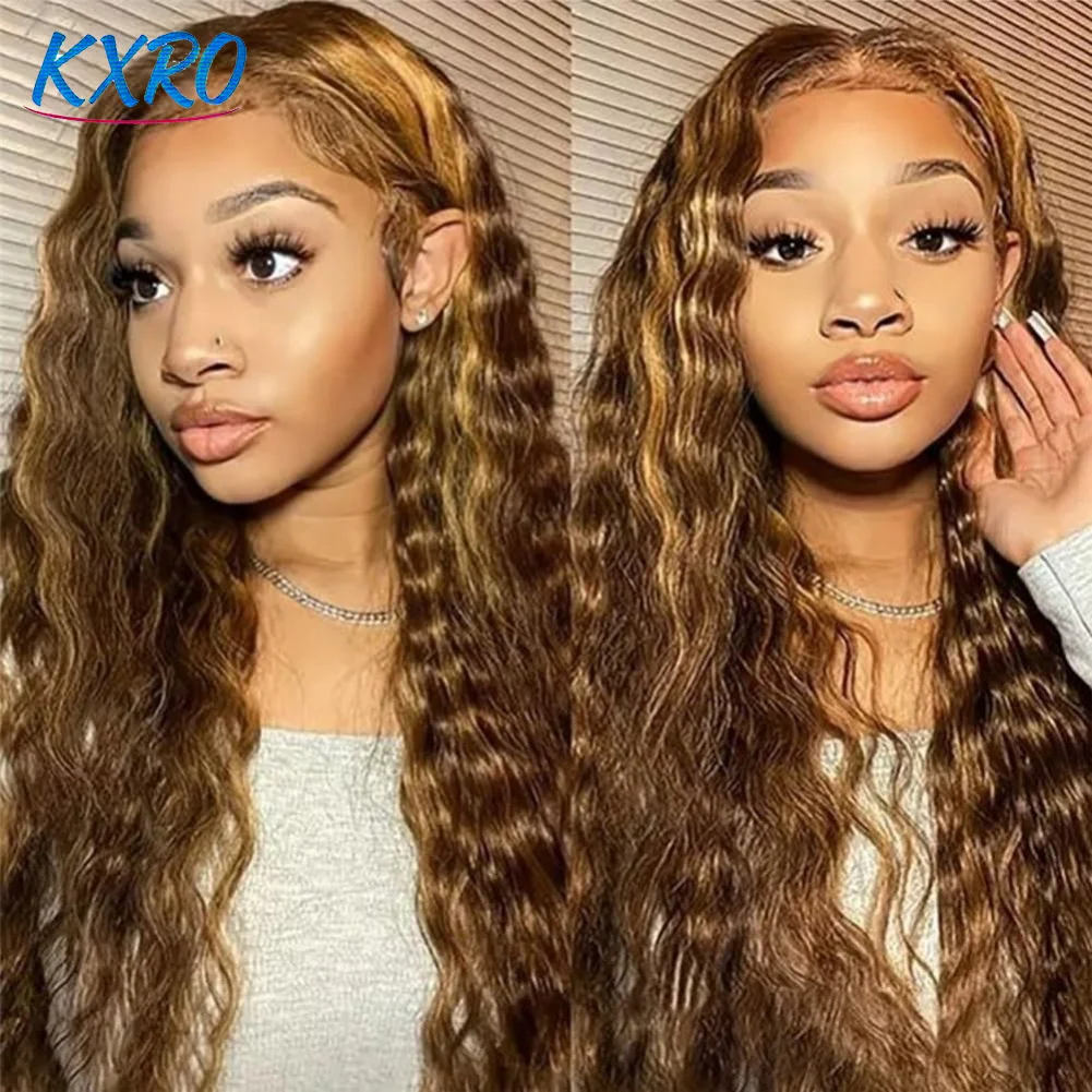 40 42 Inch Curly Highlight Wig Human Hair Colored 13x6 HD Deep Wave Frontal Wig 250% Honey Blond 13x4 Lace Front Wigs For Women