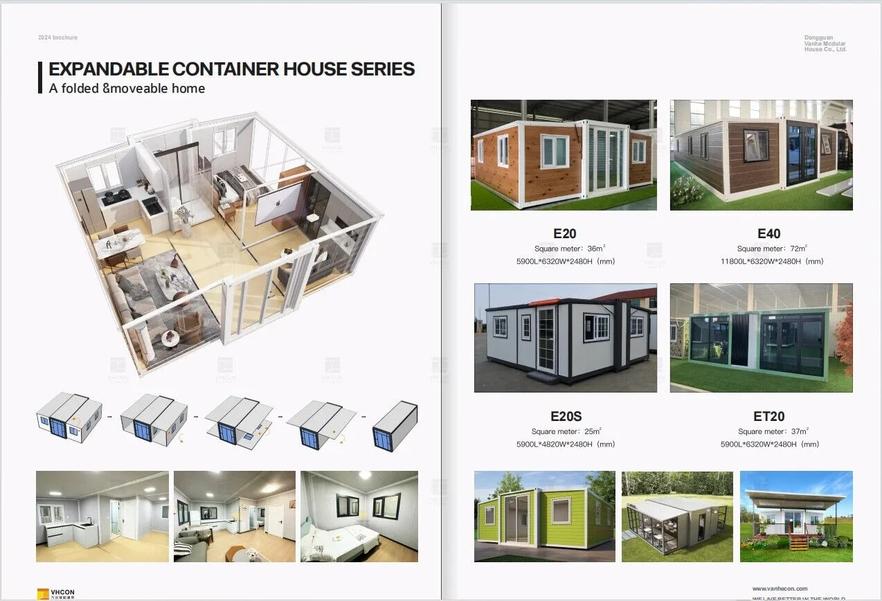 Easy Folding 40 Ft 20 Ft Prefab Container Expandable House Insulated Mobile Prefabricated Home 3 Bedroom With Kitchen tiny house