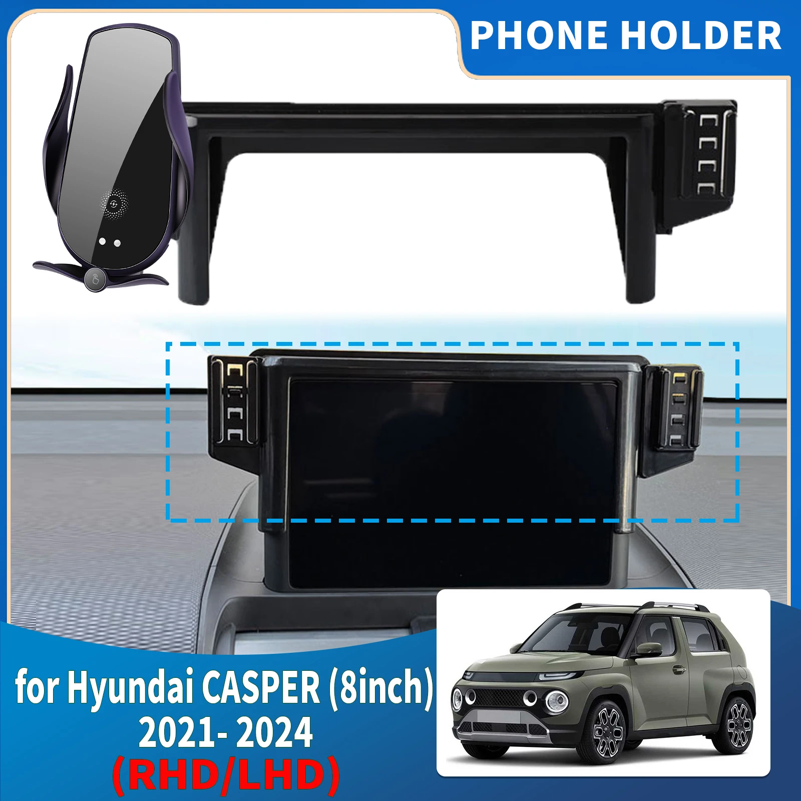 

for Hyundai CASPER (8inch) AX1 2021 2022-2024 ​​Integrated Screen Mount Phone Holder Mount Car accessoires