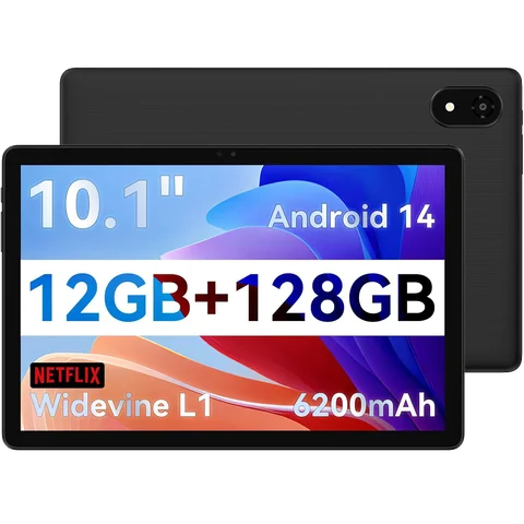 ALLDOCUBE iPlay 60S 듀얼 SIM 4G LTE 태블릿 10.1인치 4GB+8GB RAM 128GB ROM Widevine L1 안드로이드 14 OS 6200mAh 배터리 태블릿 PC