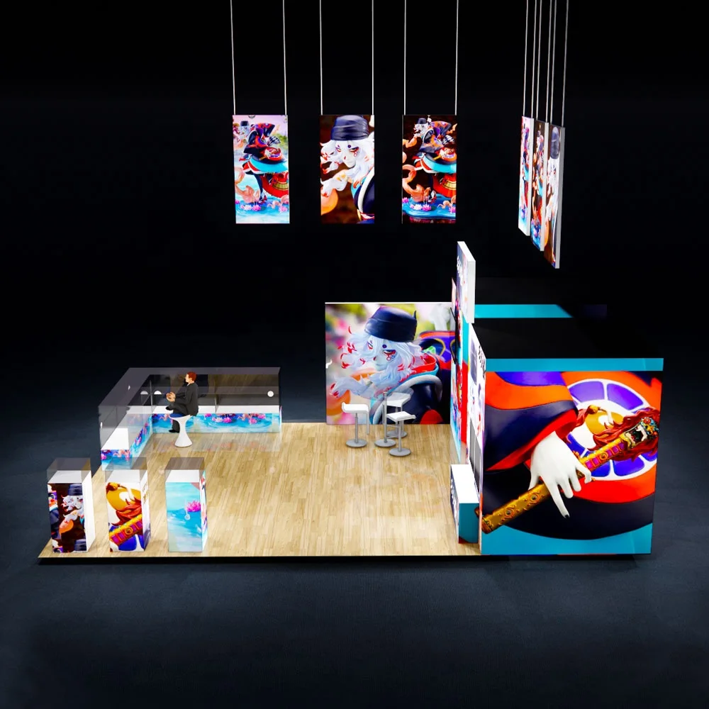 30X40ft Anime Trade Show Booth Cabina espositiva modulare retroilluminata Design Expo Stand Pubblicità Light Box Sfondo