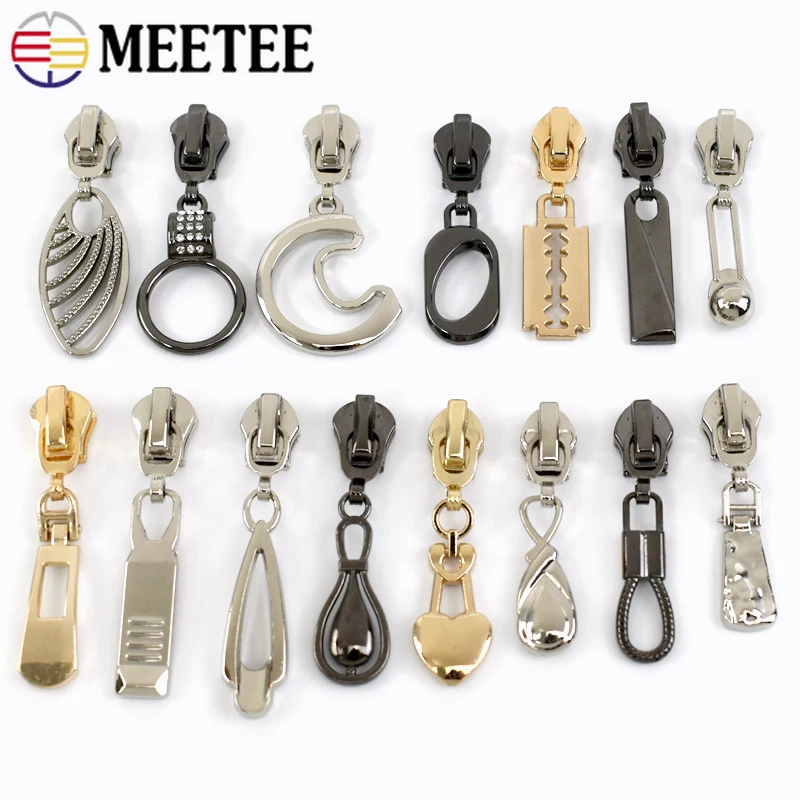 

5/10/20Pcs Meetee 5# Zipper Slider for Metal Nylon Resin Zips Bag Jacket Zippers Pull Luggage Backpack Zip Head Sewing Accessory