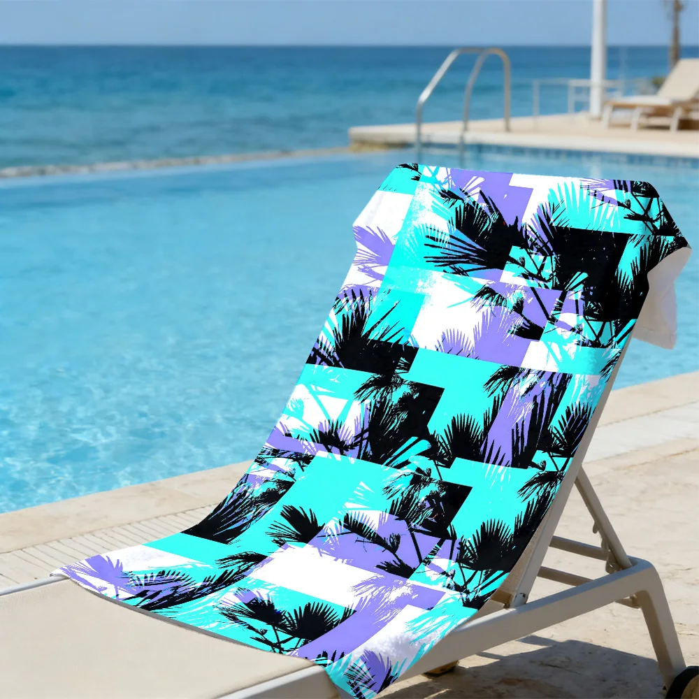 Retro Futuristic Palm Towel – Sand Resistant Quick Dry with Glitch Art & Palm Tree Design for Beach Days