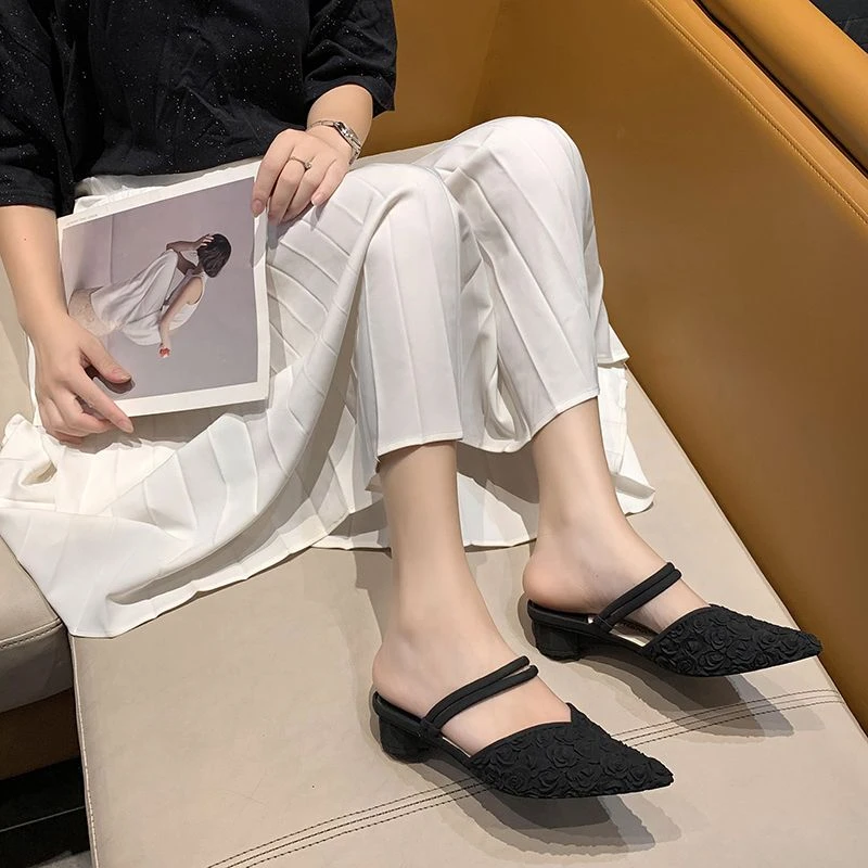 Sandals Jelly Job Slides Mules Summer Pointed Toe Shoes For Women 2024 Black Woman Slippers Stylish Low Price Y H Sandal B