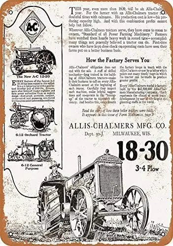 Metal Sign - 1921 Allis-Chalmers Farm Tractors - Vintage Look Reproduction