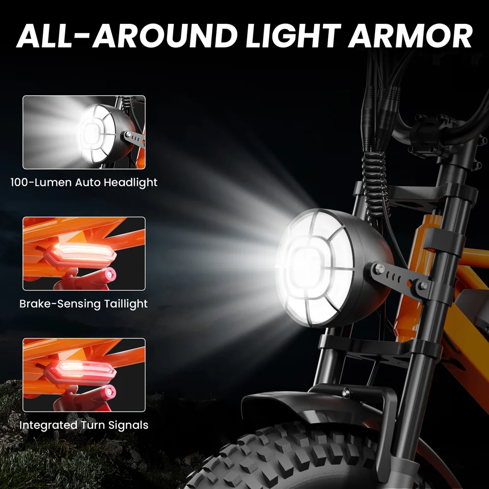 Spacewalk 2000W Electric Dirt Bike for Adults 20×4.0 Fat Tire Electric Bike UL Certified 720Wh Battery 70 Miles Long Range Off Road Mountain E-Bike Full Suspension Electric Bicycle image 8