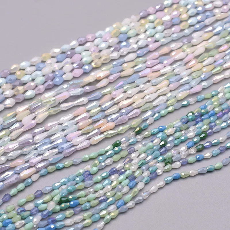 Fashion Color Water Drop Shape Crystal Glass Beads Faceted Loose Spacer Beads for Jewelry Making DIY