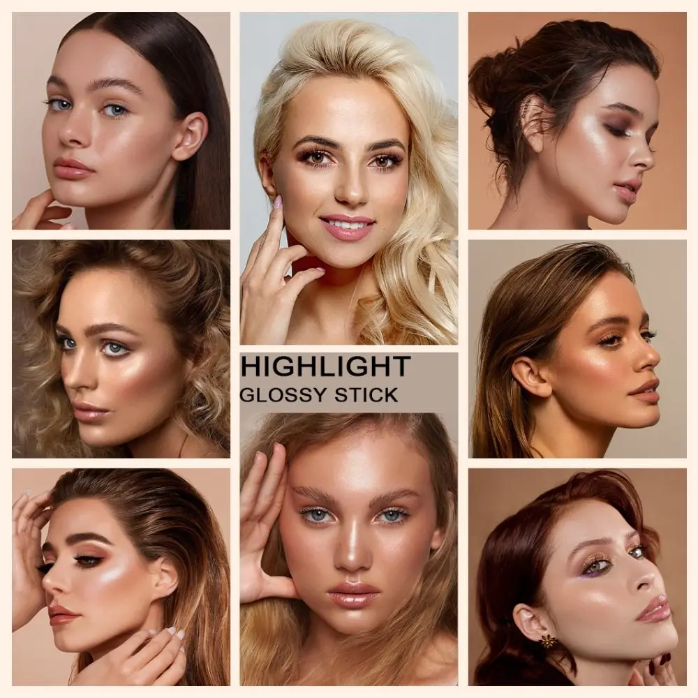 Natural Highlighter Blush Stick para mulheres, clareamento facial, bastão de destaque, sombra do nariz, duradoura, corretivo caneta