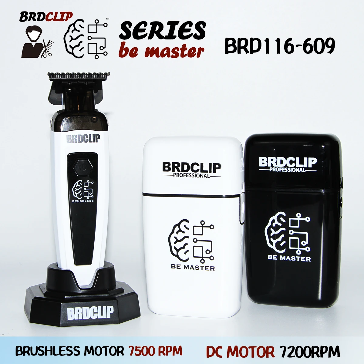 

Профессиональная машинка для стрижки волос BRD116 609, бесщеточный двигатель, 7500 об/мин, триммер для волос, шаг 0 зубов с основанием, бритва 7000 об/мин, машинка для стрижки Brdclip