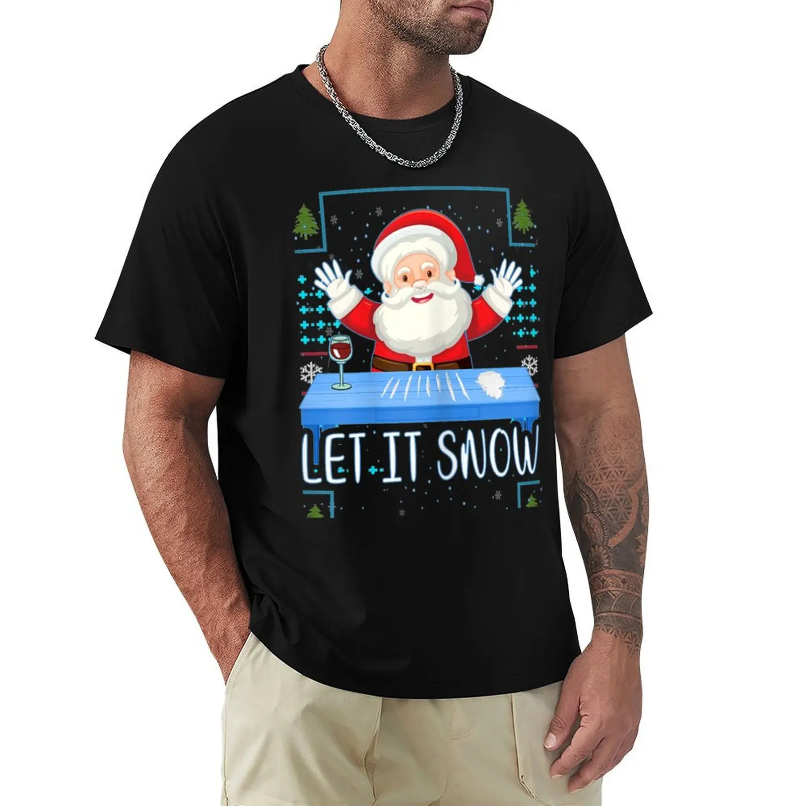 Let It Snow Santa Cocaine T-Shirt Stylish Graphic Short Sleeve Top