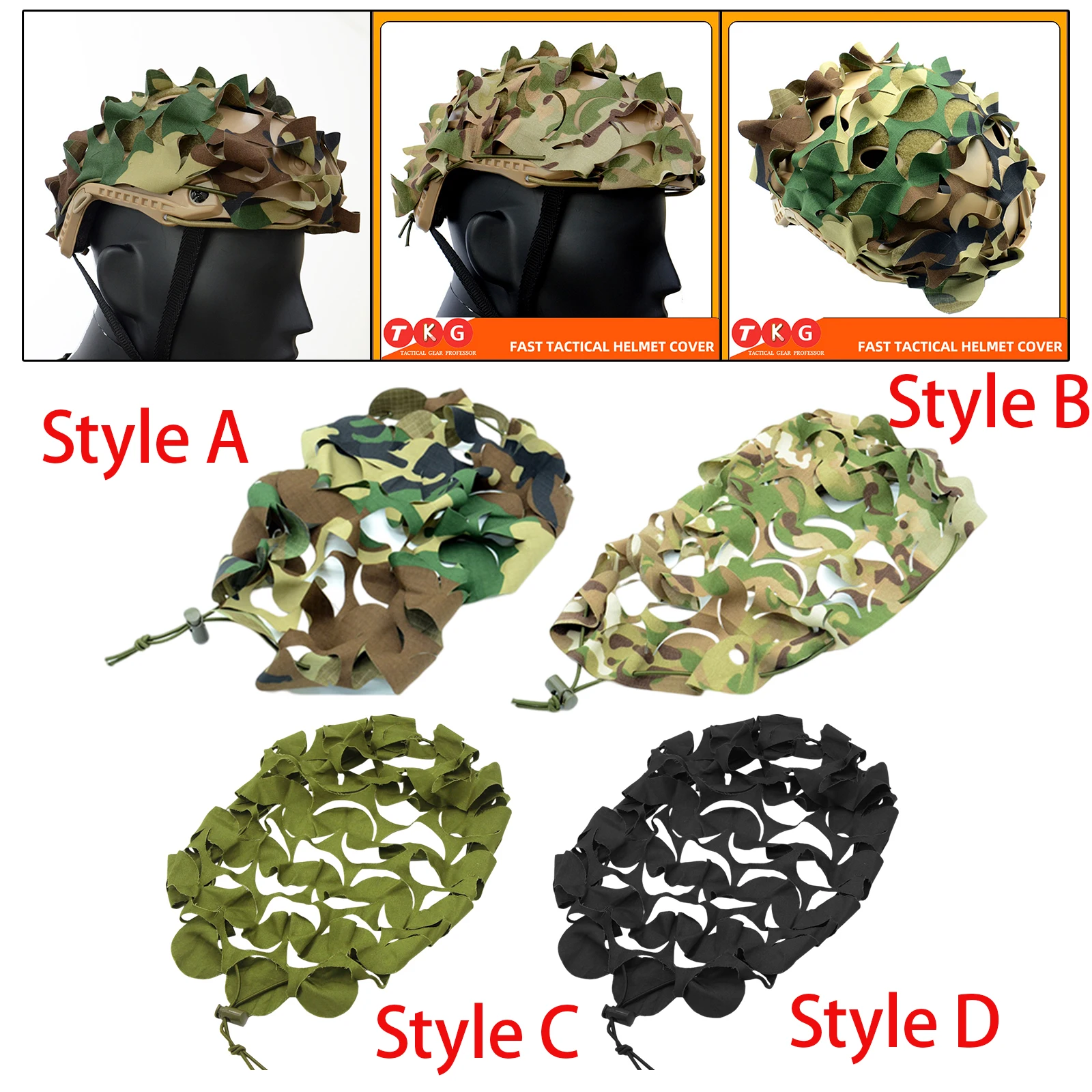 Helmet Cloth Cover Disguise Hat Cloth Wear Resisting Combat Ghillie Headwear for Camping Photography Cycling Shooting Woodland