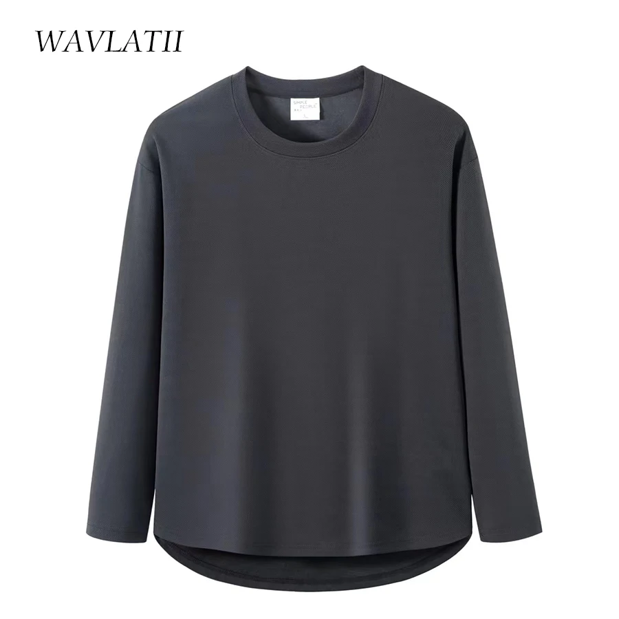 WAVLATII New Women Korean Casual Style Tops Female White Oversized Long Sleeve T shirt for Spring Autumn Lady Solid Tees WLT2309