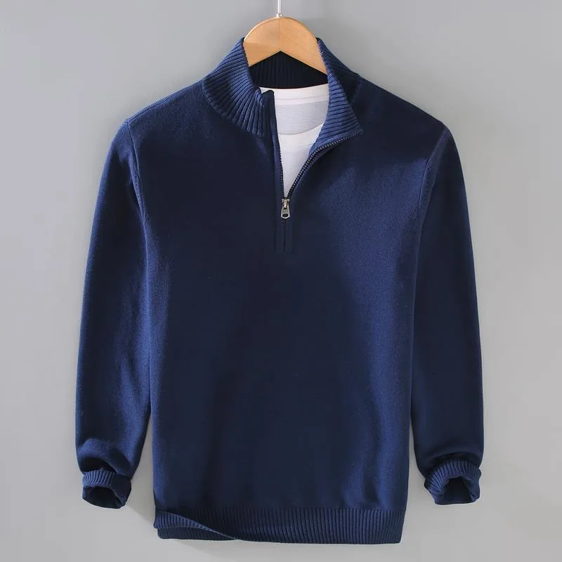 

Autumn Winter Men's Long Sve Casual Slim Fit Knitted Sweater Faionable Warm f Zip Pull over Ne Design Small Fraan...