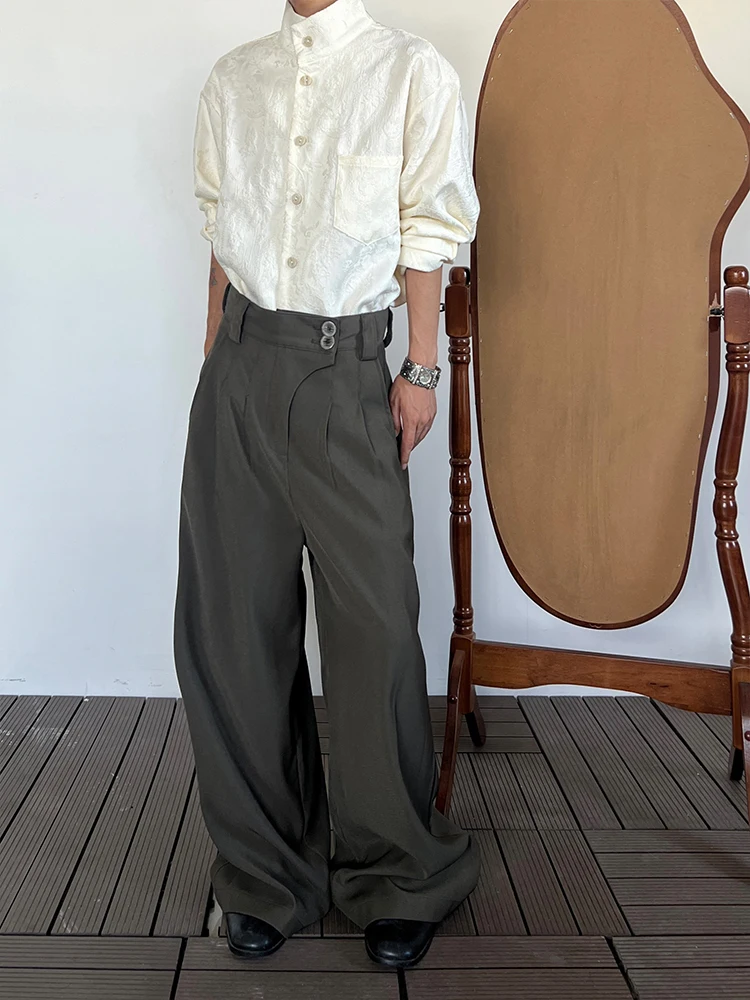 High Waist Loose Straight Leg Neutral Style Commute Pants Drapey Design Sensation Classic Style Youth Fashion Pure Color